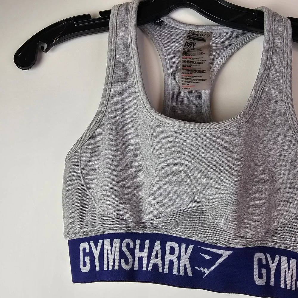 Gymshark Sports Bra Womens Small Gray Dry Flex Performance Workout‎ Racer Back